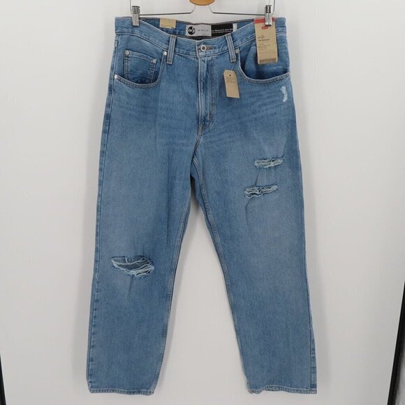 Levis Womens 31 SilverTab 94 Baggy Blue Denim Jeans Distressed Cotton Blend NEW - Picture 11 of 12